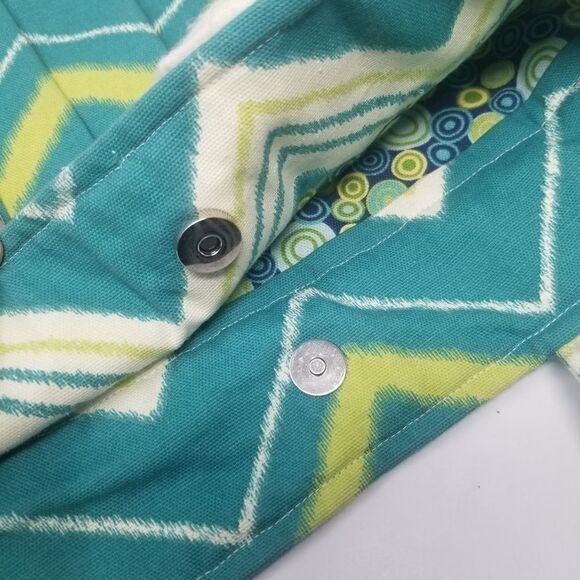 Lightweight Canvas Chevron Bag with Fabric Rose - Picture 10 of 16